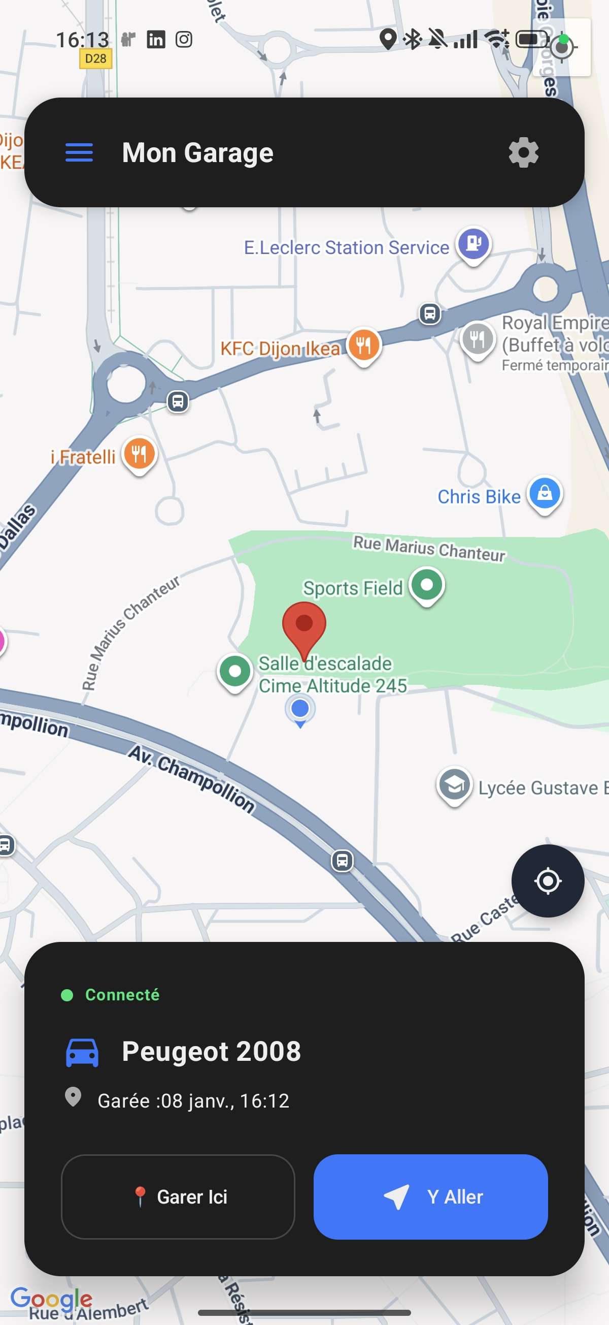 Capture d'écran de l'application car locator