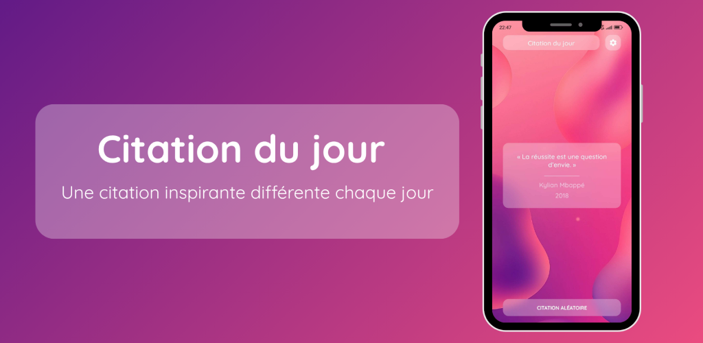 Capture d'écran de l'application citation du jour