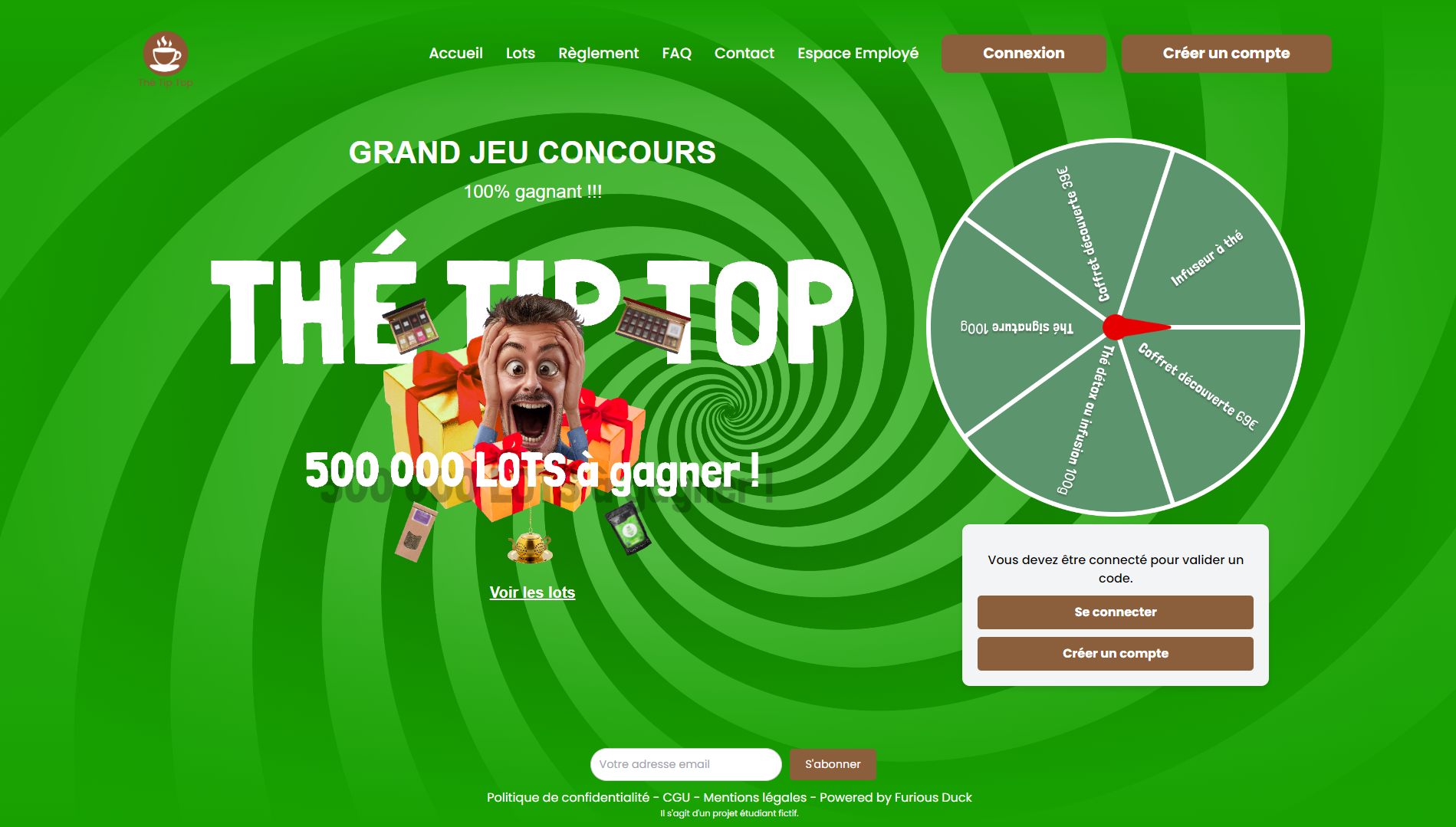 Capture d'écran du site Thé Tip Top